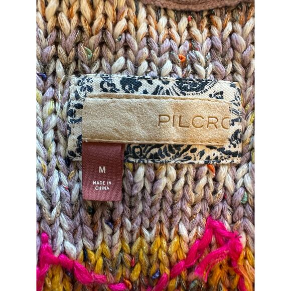 Anthropologie Pilcro Ombré Flower Sunset Cardigan Sweater Size Medium - Picture 5 of 13